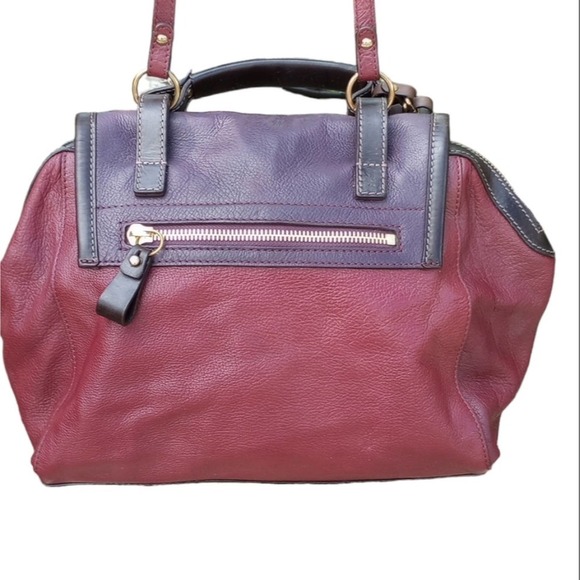 Andrea Mabinai Shoulder Bag Two tone Brown n Burgundy Deep Red Pristine EUC - Picture 3 of 12